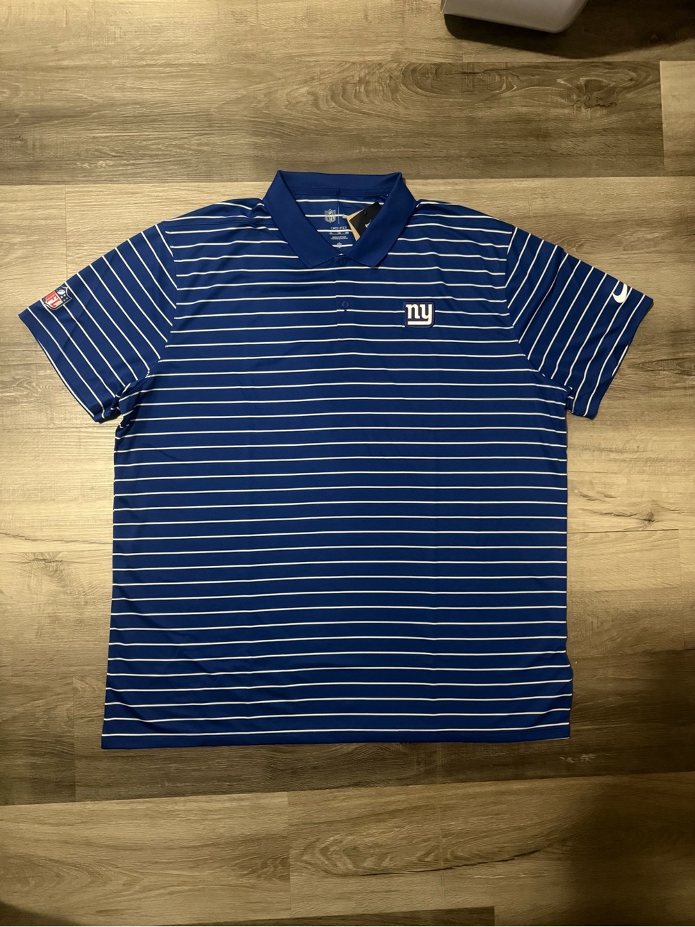 NFL New York Giants Royal Blue and White Striped Polo Shirt Men’s Size XXL NWT